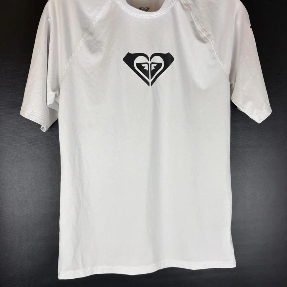 Kids Roxy white swim‎ shirt with black logo